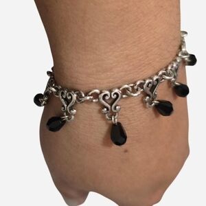 Brighton Retired Rock N Scroll Heart Dangle Bracelet